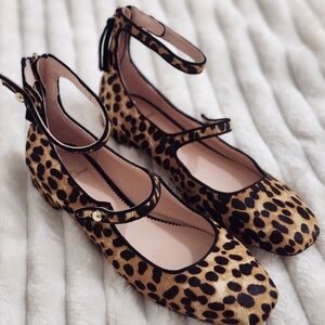 J. Crew Calf Hair And Leather Brown and Black Leopard Print Flats